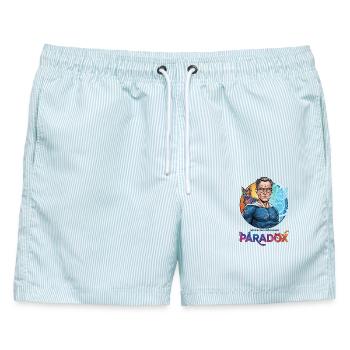 Cosmo-Schrödinger-Paradoxon - Männer Badeshorts - hellblau gestreift - Vorne - AI Model Male 178 light (178cm)