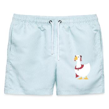 Wo sich Winde treffen – Chinesische Gans – Rubin - Männer Badeshorts - hellblau gestreift - Vorne - AI Model Male 178 light (178cm)