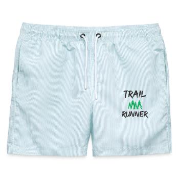 Trailrunner - Männer Badeshorts - hellblau gestreift - Vorne - AI Model Male 178 light (178cm)