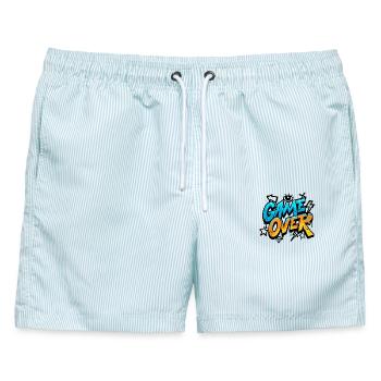 Spiel vorbei Neon Splash - Männer Badeshorts - hellblau gestreift - Vorne - AI Model Male 178 light (178cm)