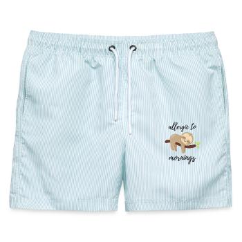 Allergisch gegen Morgen - Männer Badeshorts - hellblau gestreift - Vorne - AI Model Male 178 light (178cm)
