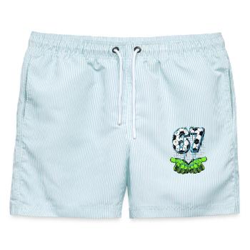 Six Seven Torwart - Männer Badeshorts - hellblau gestreift - Vorne - AI Model Male 178 light (178cm)