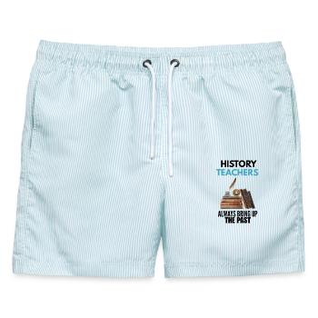 Geschichtelehrer, Historiker, Professor - Männer Badeshorts - hellblau gestreift - Vorne - AI Model Male 178 light (178cm)