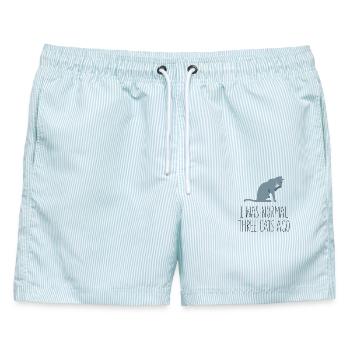 Vor drei Katzen war ich noch normal - Männer Badeshorts - hellblau gestreift - Vorne - AI Model Male 178 light (178cm)