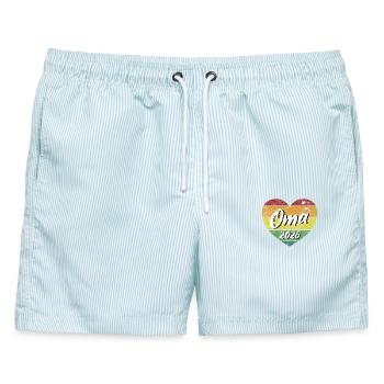 Oma 2026 Großmutter werdende Oma retro vintage - Männer Badeshorts - hellblau gestreift - Vorne - AI Model Male 178 light (178cm)