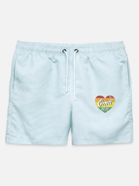 Oma 2026 Großmutter werdende Oma retro vintage - Männer Badeshorts - hellblau gestreift