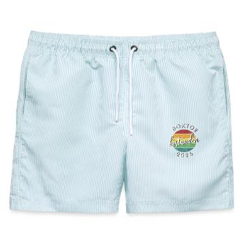 Doktor 2026 bestanden Doktortitel Promotion retro - Männer Badeshorts - hellblau gestreift - Vorne - AI Model Male 178 light (178cm)