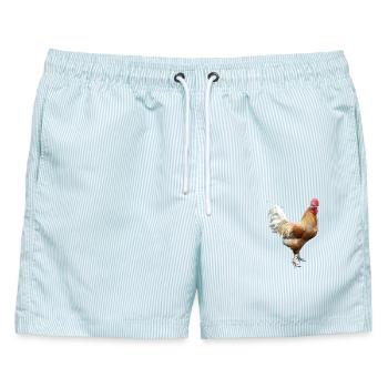 Hahn - Männer Badeshorts - hellblau gestreift - Vorne - AI Model Male 178 light (178cm)