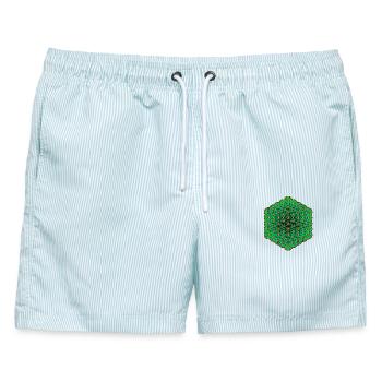 Festival Wear Trippy Mandala Goa Psytrance Rave - Männer Badeshorts - hellblau gestreift - Vorne - AI Model Male 178 light (178cm)