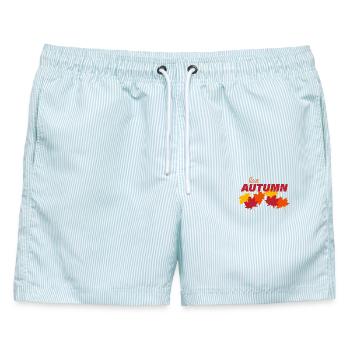 AUTUMN - Männer Badeshorts - hellblau gestreift - Vorne - AI Model Male 178 light (178cm)