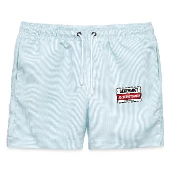 Genehmigt bis Aschermittwoch Satire - Männer Badeshorts - hellblau gestreift - Vorne - AI Model Male 178 light (178cm)