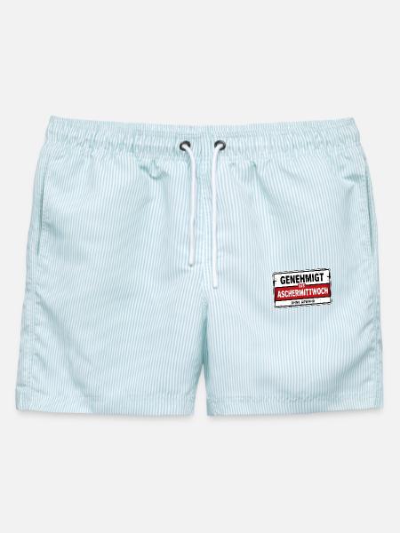 Genehmigt bis Aschermittwoch Satire - Männer Badeshorts - hellblau gestreift
