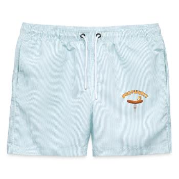 BRATWURST - Männer Badeshorts - hellblau gestreift - Vorne - AI Model Male 178 light (178cm)