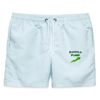 Donald PUMP - Männer Badeshorts - hellblau gestreift - Vorne - AI Model Male 178 light (178cm)