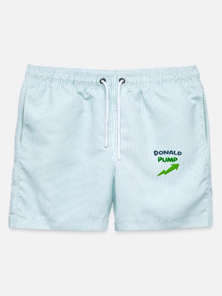 Donald PUMP - Männer Badeshorts - hellblau gestreift