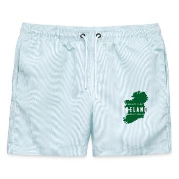 Ireland Favorite Place Favorite People - Männer Badeshorts - hellblau gestreift - Vorne - AI Model Male 178 light (178cm)