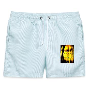 Sky Cathedral - Männer Badeshorts - hellblau gestreift - Vorne - AI Model Male 178 light (178cm)