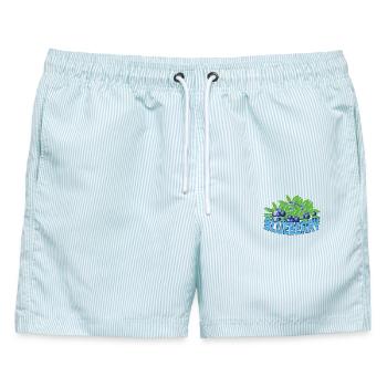 BLUEBERRY - Männer Badeshorts - hellblau gestreift - Vorne - AI Model Male 178 light (178cm)