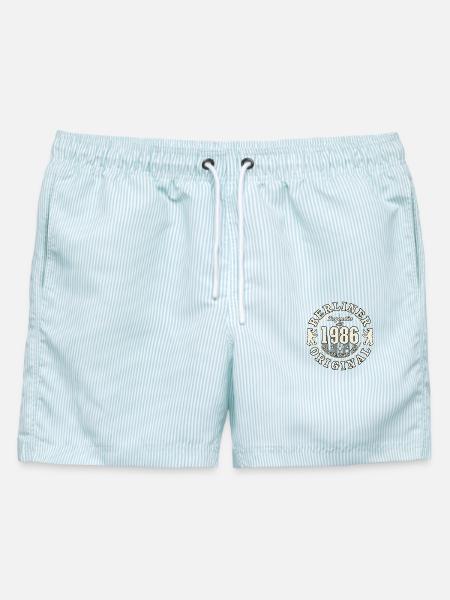 40. Geburtstag 2026 Berliner Original Geschenk - Männer Badeshorts - hellblau gestreift