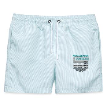 Schweißer Metallbauer Stundenlohn Schweißen - Männer Badeshorts - hellblau gestreift - Vorne - AI Model Male 178 light (178cm)