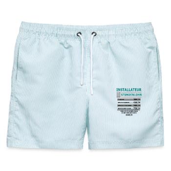 Installateur Stundenlohn - Männer Badeshorts - hellblau gestreift - Vorne - AI Model Male 178 light (178cm)