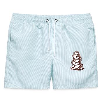 Kaffeeliebe extra doll - Männer Badeshorts - hellblau gestreift - Vorne - AI Model Male 178 light (178cm)