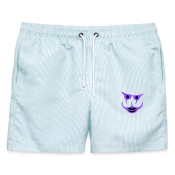 Lustig - Männer Badeshorts - hellblau gestreift - Vorne - AI Model Male 178 light (178cm)