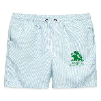 Ich esse was mir schmeckt Monster - Männer Badeshorts - hellblau gestreift - Vorne - AI Model Male 178 light (178cm)