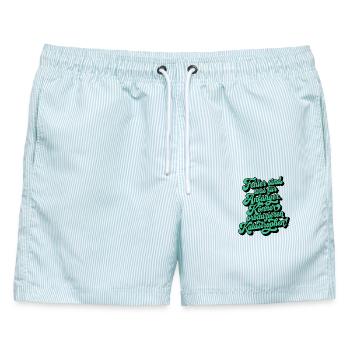 Fehler sind was für Anfänger - Männer Badeshorts - hellblau gestreift - Vorne - AI Model Male 178 light (178cm)