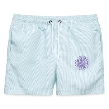 Mandala - Männer Badeshorts - hellblau gestreift - Vorne - AI Model Male 178 light (178cm)