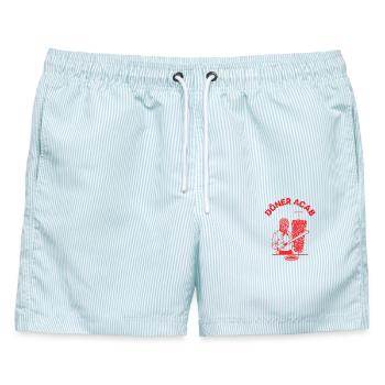Döner ACAB Parodie Links - Männer Badeshorts - hellblau gestreift - Vorne - AI Model Male 178 light (178cm)
