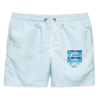 Rugby Montpellier Real Men - Männer Badeshorts - hellblau gestreift - Vorne - AI Model Male 178 light (178cm)