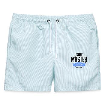 Master 2026 Abschluss Promotion Sponsion - Männer Badeshorts - hellblau gestreift - Vorne - AI Model Male 178 light (178cm)