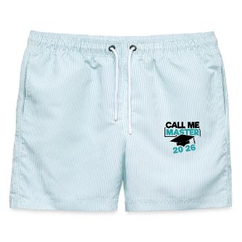 Master 2026 Abschluss Promotion Sponsion - Männer Badeshorts - hellblau gestreift - Vorne - AI Model Male 178 light (178cm)