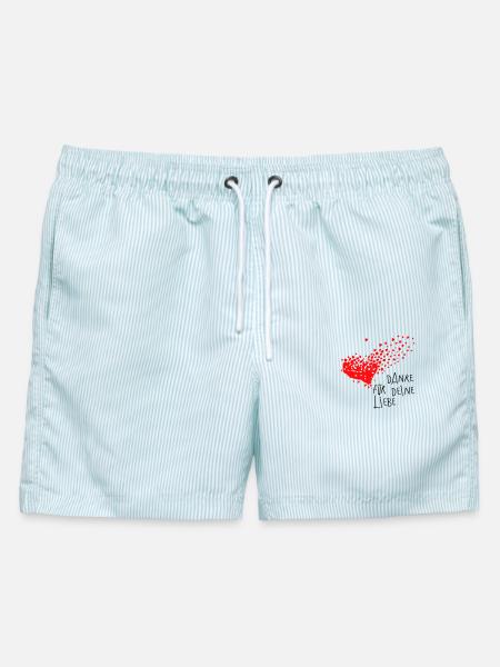 Danke Herz - Männer Badeshorts - hellblau gestreift
