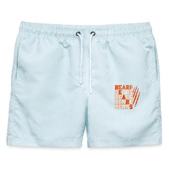 Bears Text mit gequälten Krallenspuren - Männer Badeshorts - hellblau gestreift - Vorne - AI Model Male 178 light (178cm)