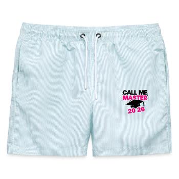 Abschluss Promotion Master Sponsion 2026 - Männer Badeshorts - hellblau gestreift - Vorne - AI Model Male 178 light (178cm)