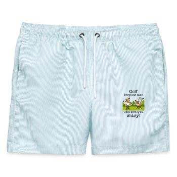 Golf – hält mich geistig gesund - Männer Badeshorts - hellblau gestreift - Vorne - AI Model Male 178 light (178cm)