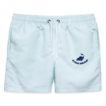 FISH HEAD - Männer Badeshorts - hellblau gestreift - Vorne - AI Model Male 178 light (178cm)