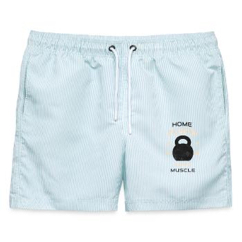 Home Hustle Home Muscle T-shirt - Männer Badeshorts - hellblau gestreift - Vorne - AI Model Male 178 light (178cm)