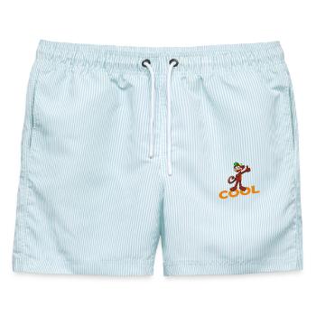COOL MONKEY - Männer Badeshorts - hellblau gestreift - Vorne - AI Model Male 178 light (178cm)