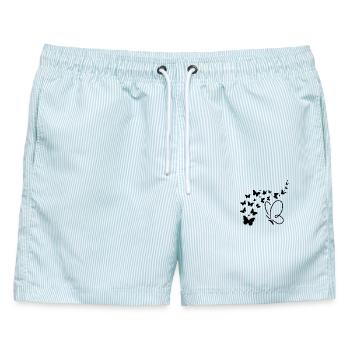 Schmetterlingsfliegen - Männer Badeshorts - hellblau gestreift - Vorne - AI Model Male 178 light (178cm)