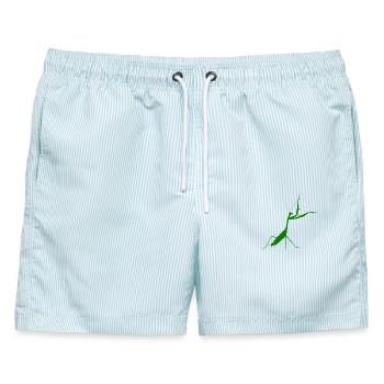 Gottesanbeterin grün - Männer Badeshorts - hellblau gestreift - Vorne - AI Model Male 178 light (178cm)