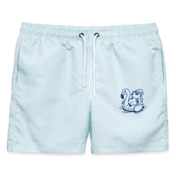 Flamingo-Float Capy - Männer Badeshorts - hellblau gestreift - Vorne - AI Model Male 178 light (178cm)