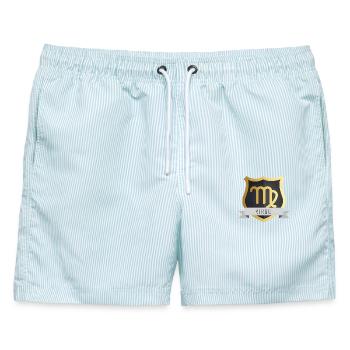 Sternzeichen Jungfrau Wappen Virgo Design - Männer Badeshorts - hellblau gestreift - Vorne - AI Model Male 178 light (178cm)
