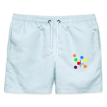 Konfetti zum Ausschneiden - Männer Badeshorts - hellblau gestreift - Vorne - AI Model Male 178 light (178cm)
