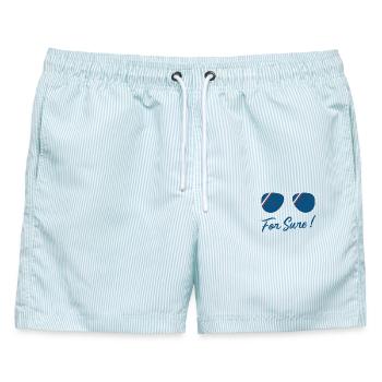 Ganz sicher, Herr Präsident - Männer Badeshorts - hellblau gestreift - Vorne - AI Model Male 178 light (178cm)