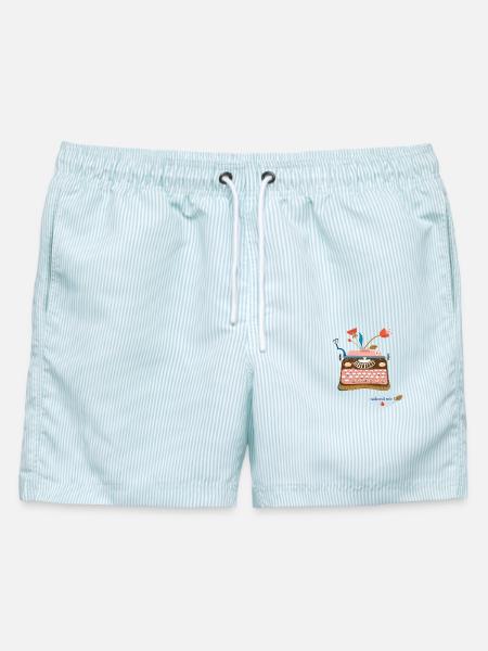 Schreibmaschine - Männer Badeshorts - hellblau gestreift