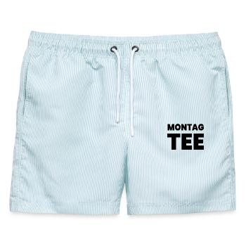 Tee - Männer Badeshorts - hellblau gestreift - Vorne - AI Model Male 178 light (178cm)