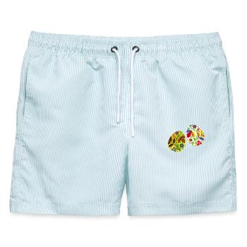 Ostereier  - Männer Badeshorts - hellblau gestreift - Vorne - AI Model Male 178 light (178cm)
